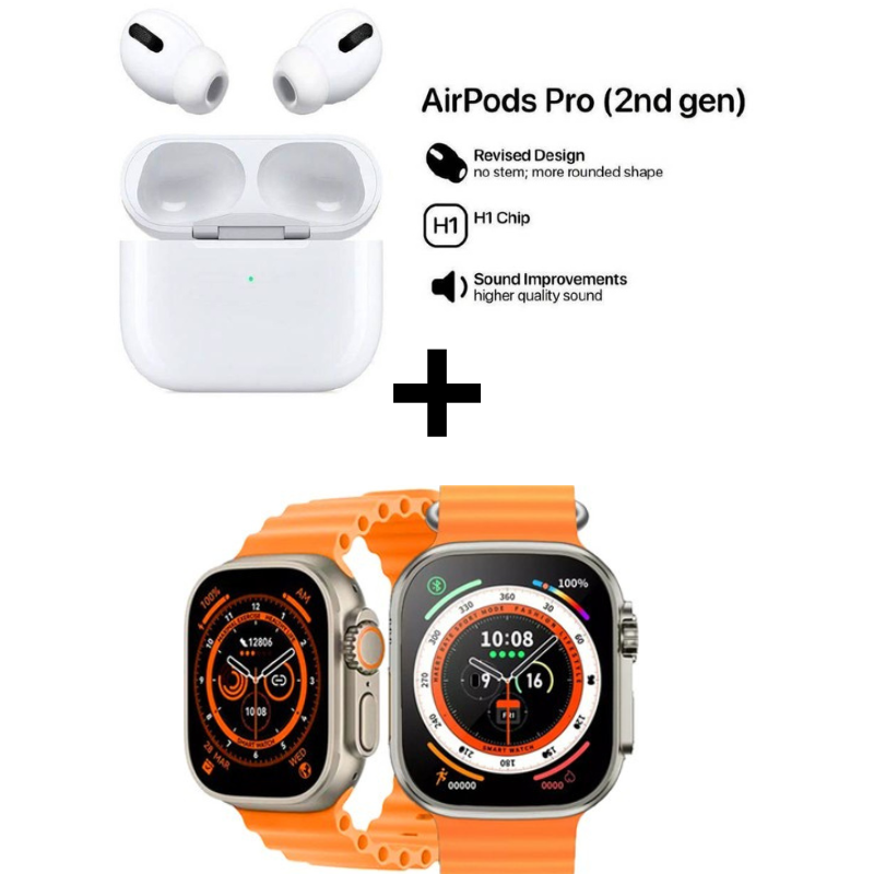 Airpods Pro 2 2023 Control de Ruido Tactil Aaa + Smartwatch T800 Ultra 8